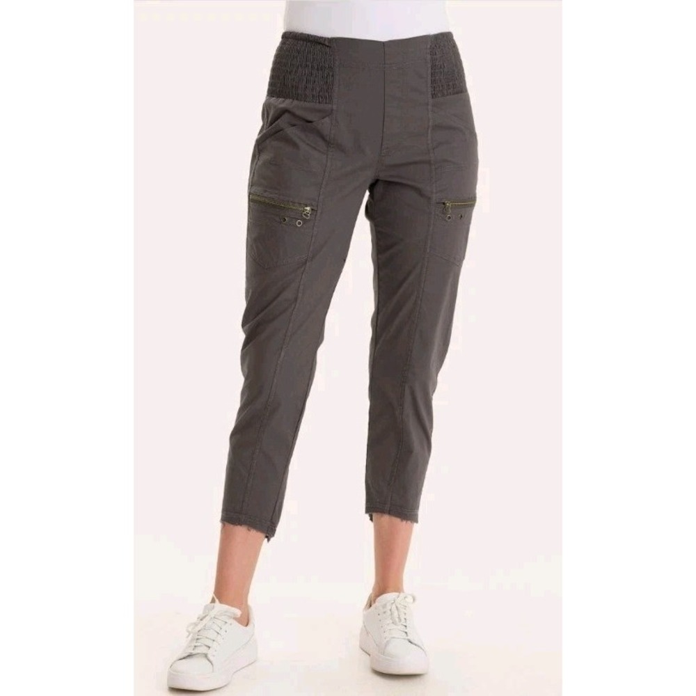 XCVI Wearables Core Acker Zipper Slim Crop Pants Size Medium Charcoal Gray